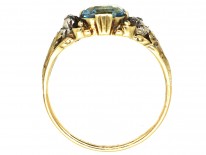 Regency 15ct Gold Aquamarine & Rose Diamond Ring