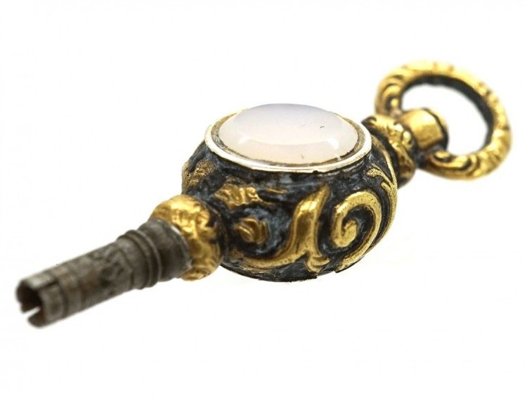 Georgian Gold Cased & Black Enamel Watch Key
