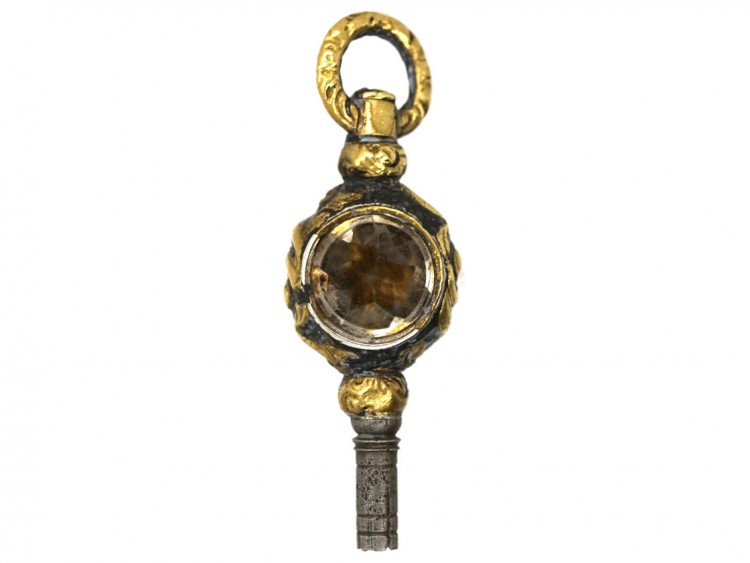 Georgian Gold Cased & Black Enamel Watch Key