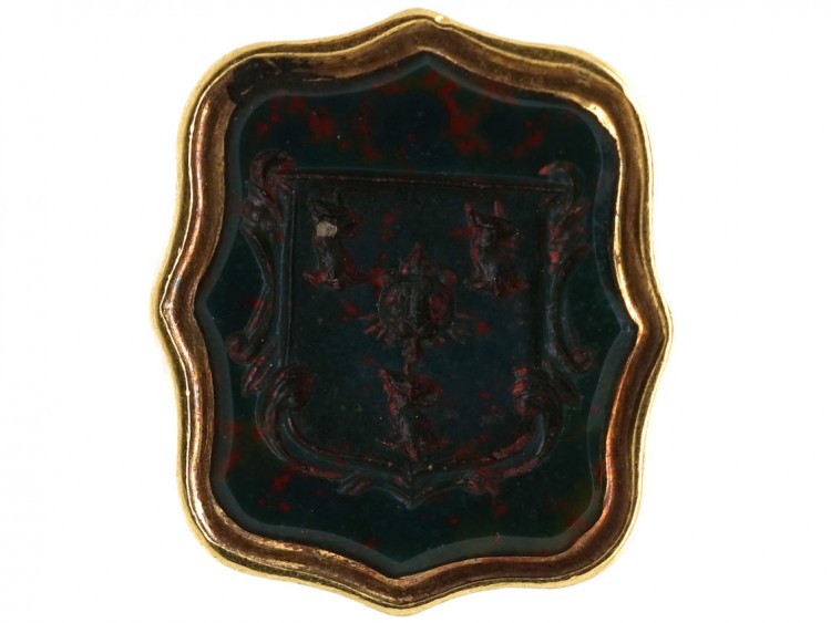 Georgian Small Gold Cased Seal With Bloodstone Intaglio