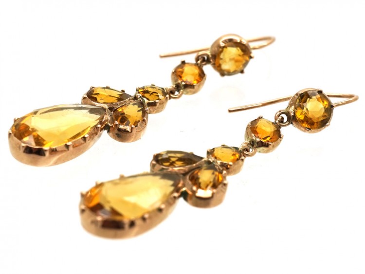 Victorian Gold & Citrine Drop Earrings