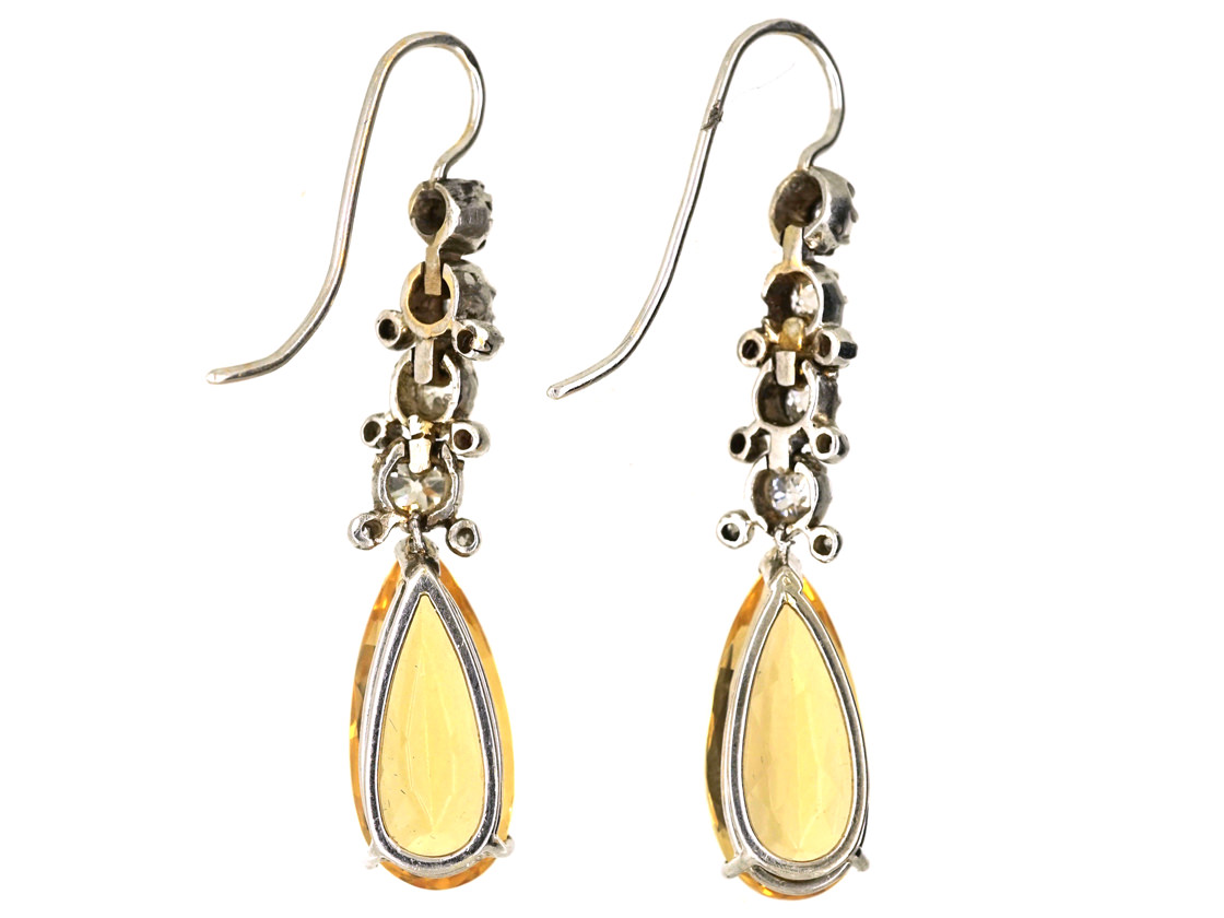 French Belle Epoque Topaz & Diamond Drop Earrings (567K) | The Antique ...