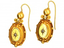 Victorian 15ct Gold & Diamond Drop Earrings
