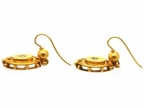 Victorian 15ct Gold & Diamond Drop Earrings
