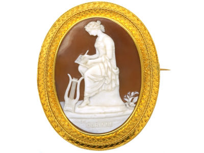 Victorian 18ct Gold Cameo Brooch in Original Case of Corinne