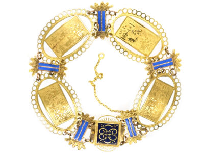 French 18ct Gold & Enamel Regency Bracelet