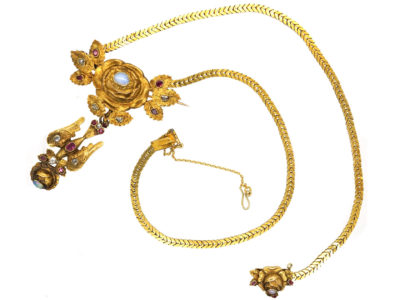 French Regency St Esprit Necklace Set With Diamonds, Opals & Rubies