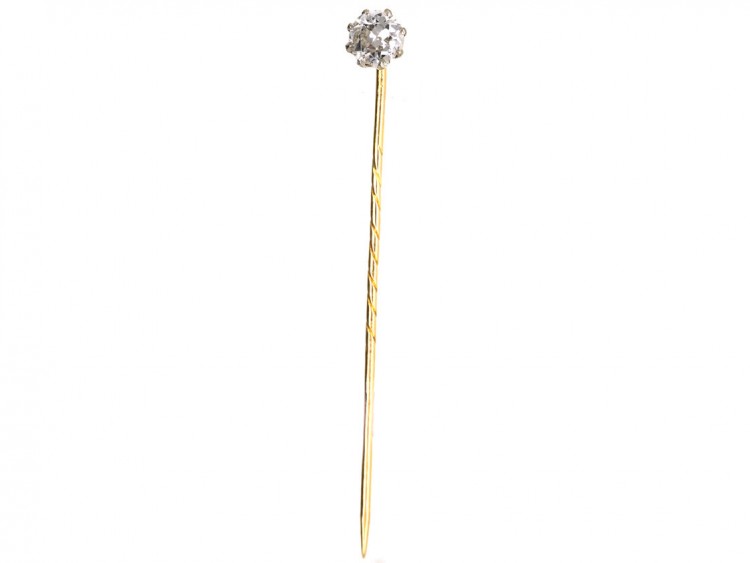 Edwardian Single Stone Diamond Tie Pin