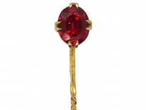 Synthetic Ruby 15ct Gold Tie Pin
