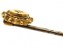 Victorian 15ct Gold & Rose Diamond Round Tie Pin