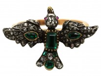 Georgian Emerald & Diamond Dove on an 18ct Gold Shank Ring