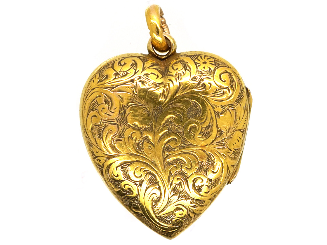 Edwardian 15ct Gold Heart Shaped Locket (490K) | The Antique Jewellery ...