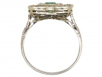 Art Deco Platinum, Emerald & Diamond Rectangular Ring
