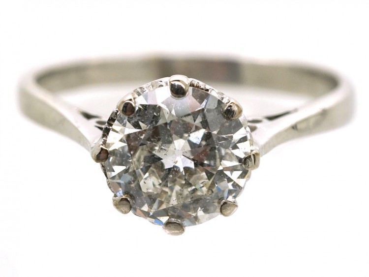 Art Deco 18ct White Gold Diamond Solitaire Ring
