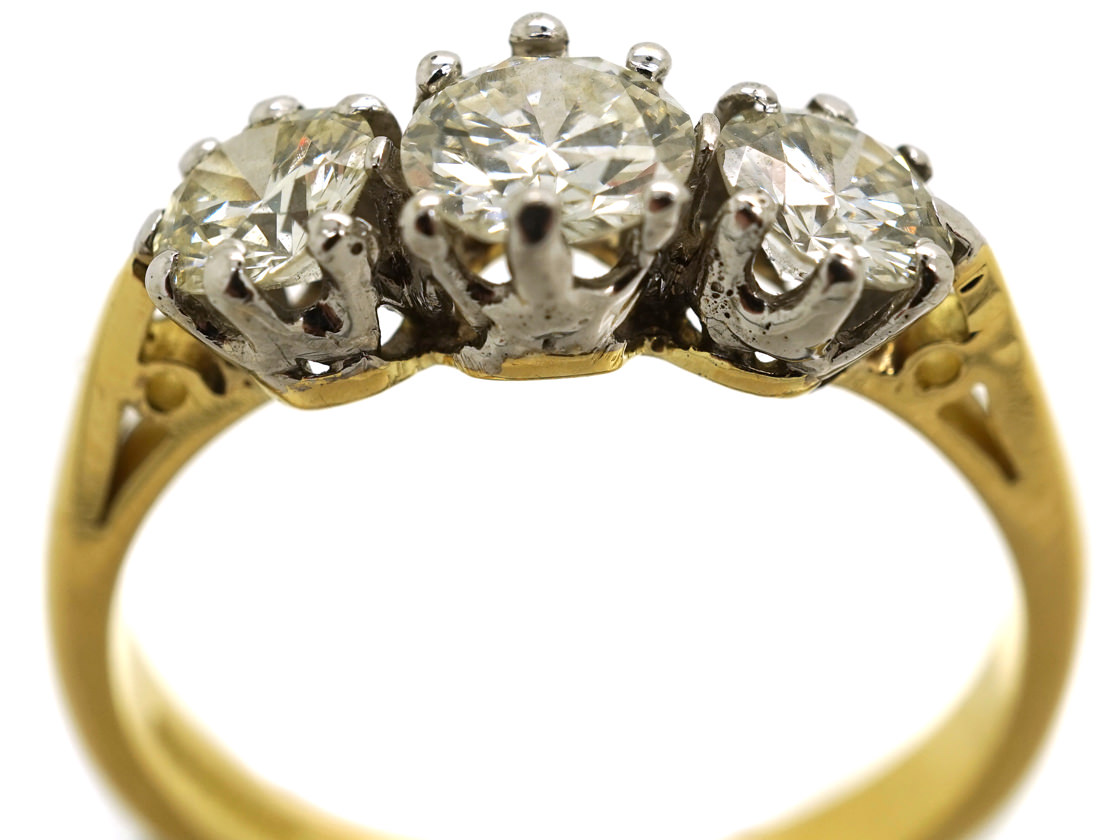 18ct Gold Three stone Diamond Ring (508K) | The Antique Jewellery Company