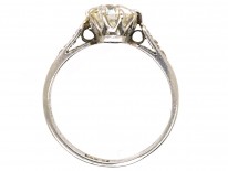 Art Deco Platinum & Diamond Solitaire Ring With Diamond Set Shoulders