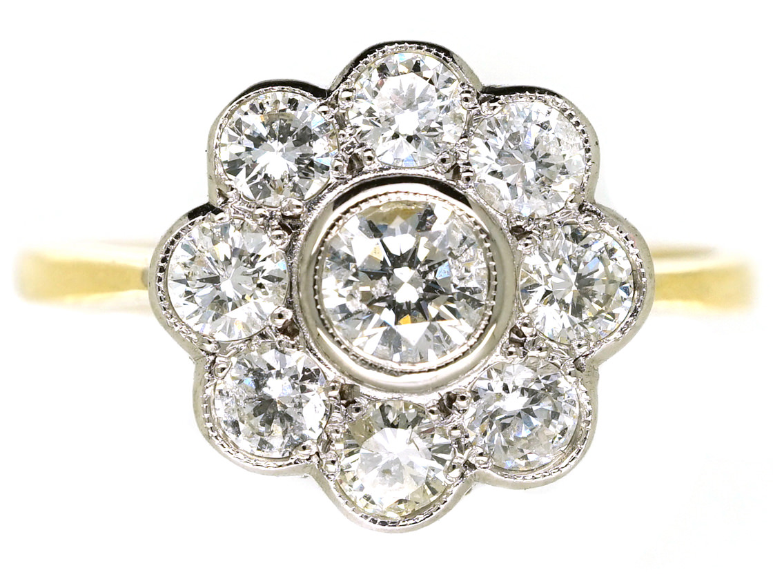 Edwardian 18ct Gold & Platinum, Diamond Cluster Ring (516K) | The ...