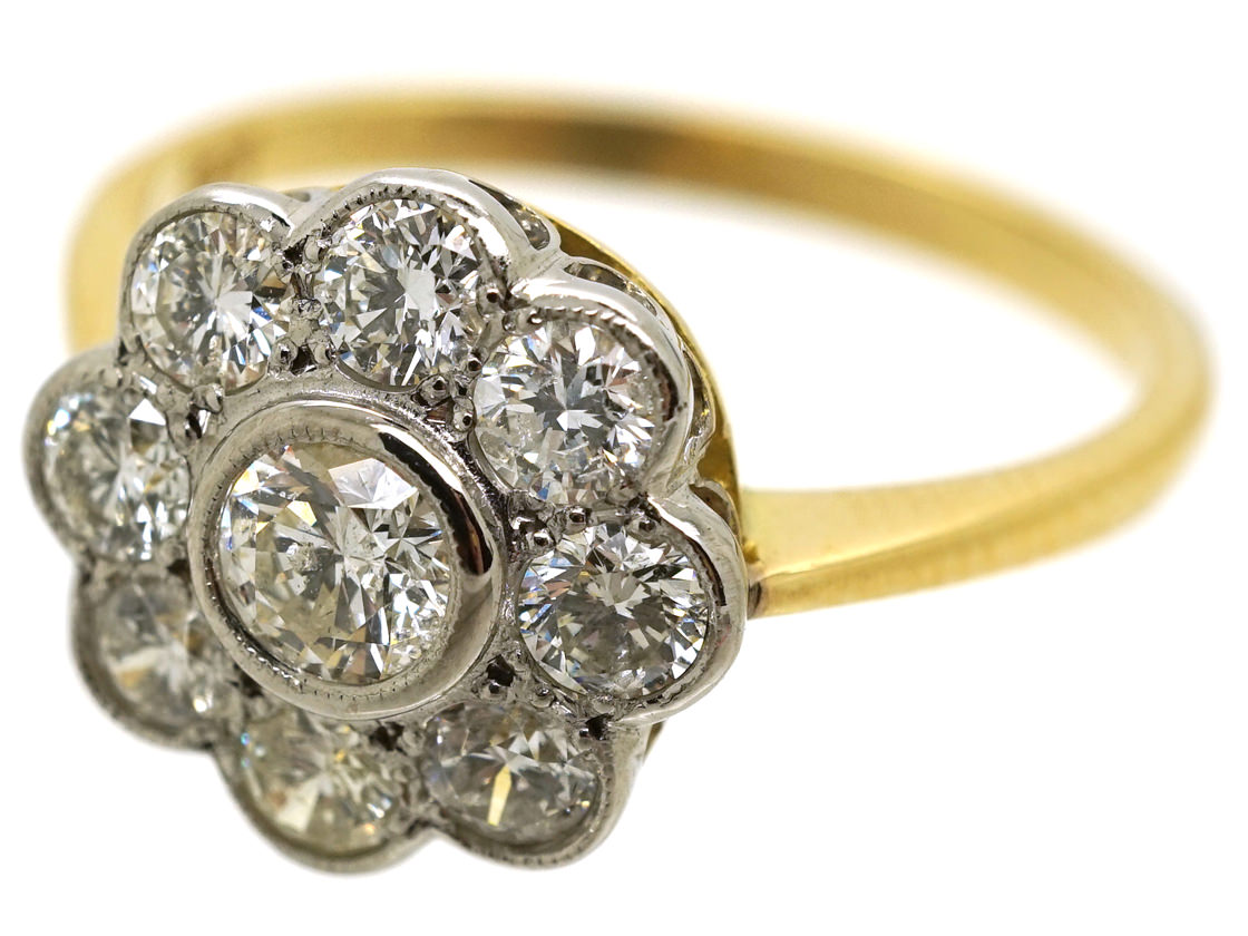 Edwardian 18ct Gold & Platinum, Diamond Cluster Ring (516K) | The ...