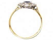 Edwardian 18ct & Platinum Sapphire & Diamond Cluster Ring