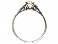Platinum & Diamond Solitaire Ring With Diamond Shoulders