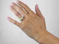 Edwardian 18ct Gold, Three Stone Opal & Diamond Ring