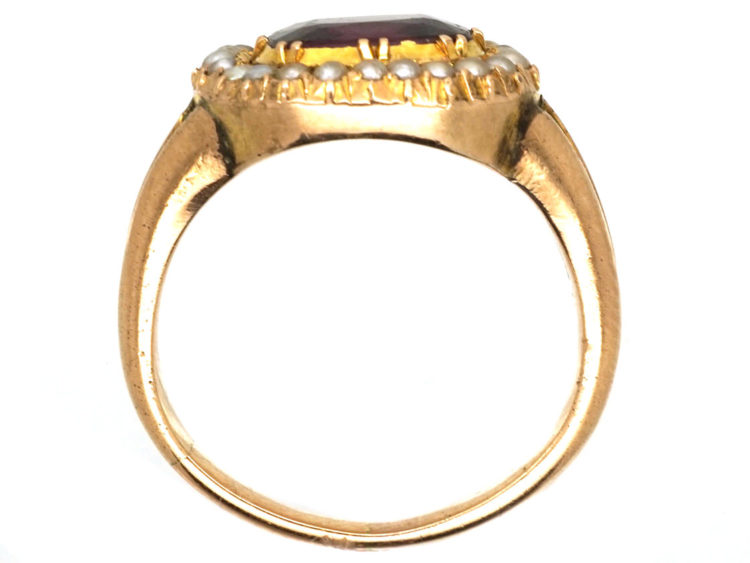 Georgian Gold, Almandine Garnet & Natural Split Pearls Ring