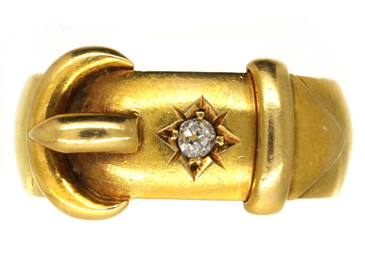Victorian 18ct Gold & Diamond Buckle Ring