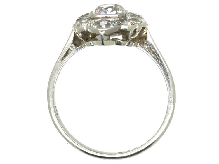 Art Deco Platinum Diamond Marquise Cluster Ring