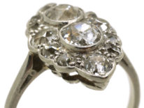 Art Deco Platinum Diamond Marquise Cluster Ring