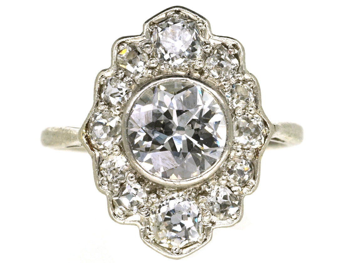 Art Deco Platinum & Diamond Oval Cluster Ring (595K) | The Antique ...