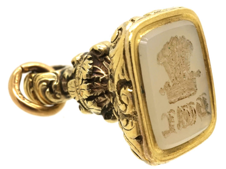 Georgian Gold Cased Seal with Chalcedony Intaglio Base