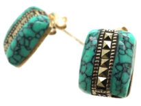 Silver Turquoise & Marcasite Earrings