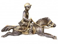 Victorian Silver & Gold Horse & Jockey Brooch