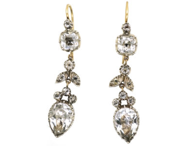 Georgian Silver & Gold, Paste Pear Shaped Drop Earrings