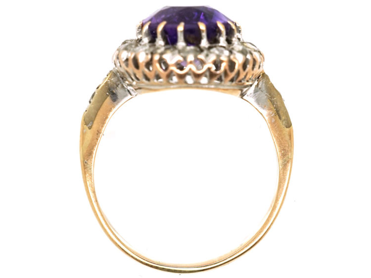 Edwardian Amethyst & Rose Diamond Oval Cluster Ring