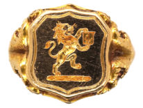 Victorian 18ct Gold Signet Ring With Lion Intaglio