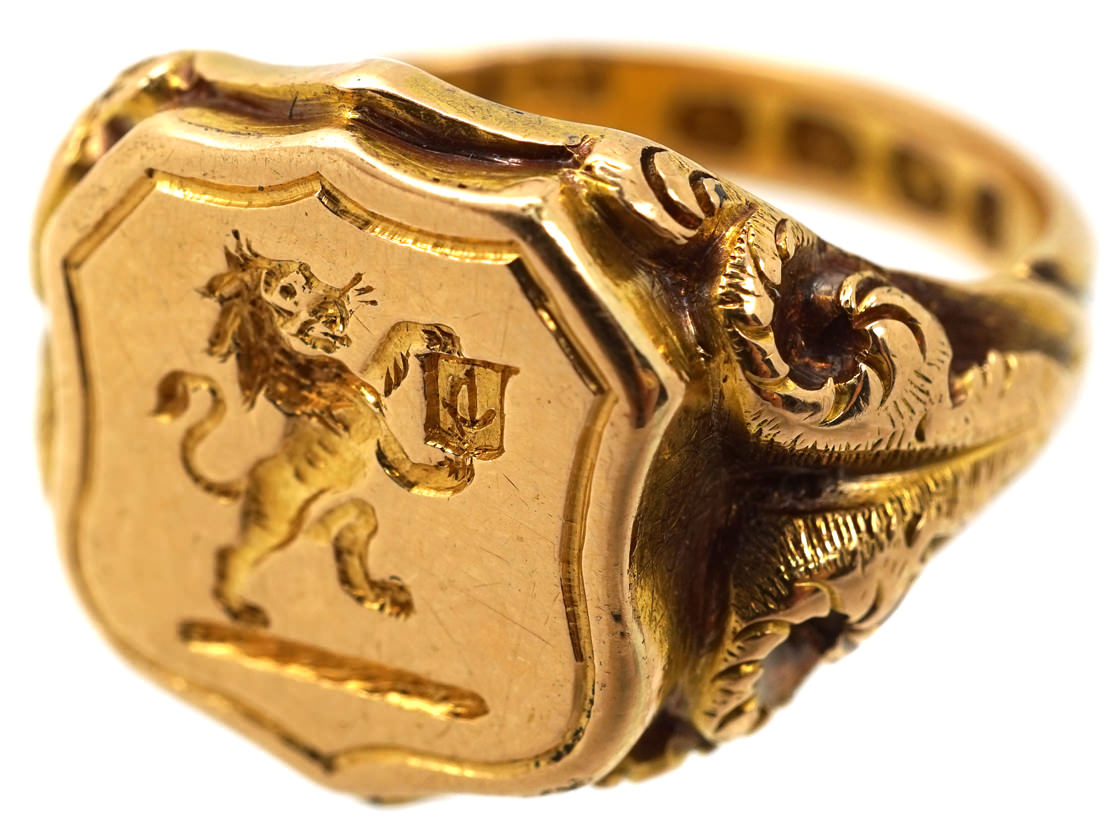 Victorian 18ct Gold Signet Ring With Lion Intaglio (622K) | The Antique ...