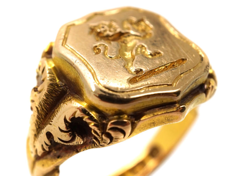 Victorian 18ct Gold Signet Ring With Lion Intaglio