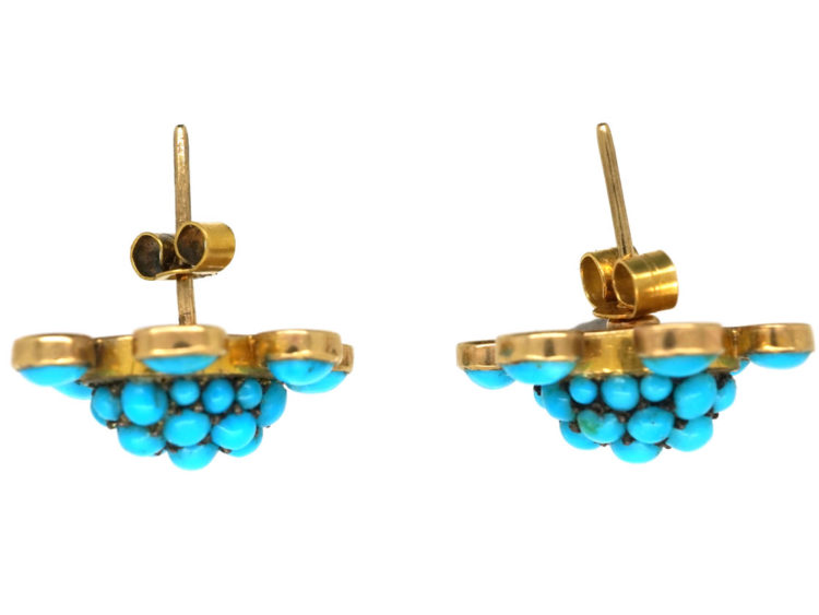 Edwardian Gold & Turquoise Cluster Earrings