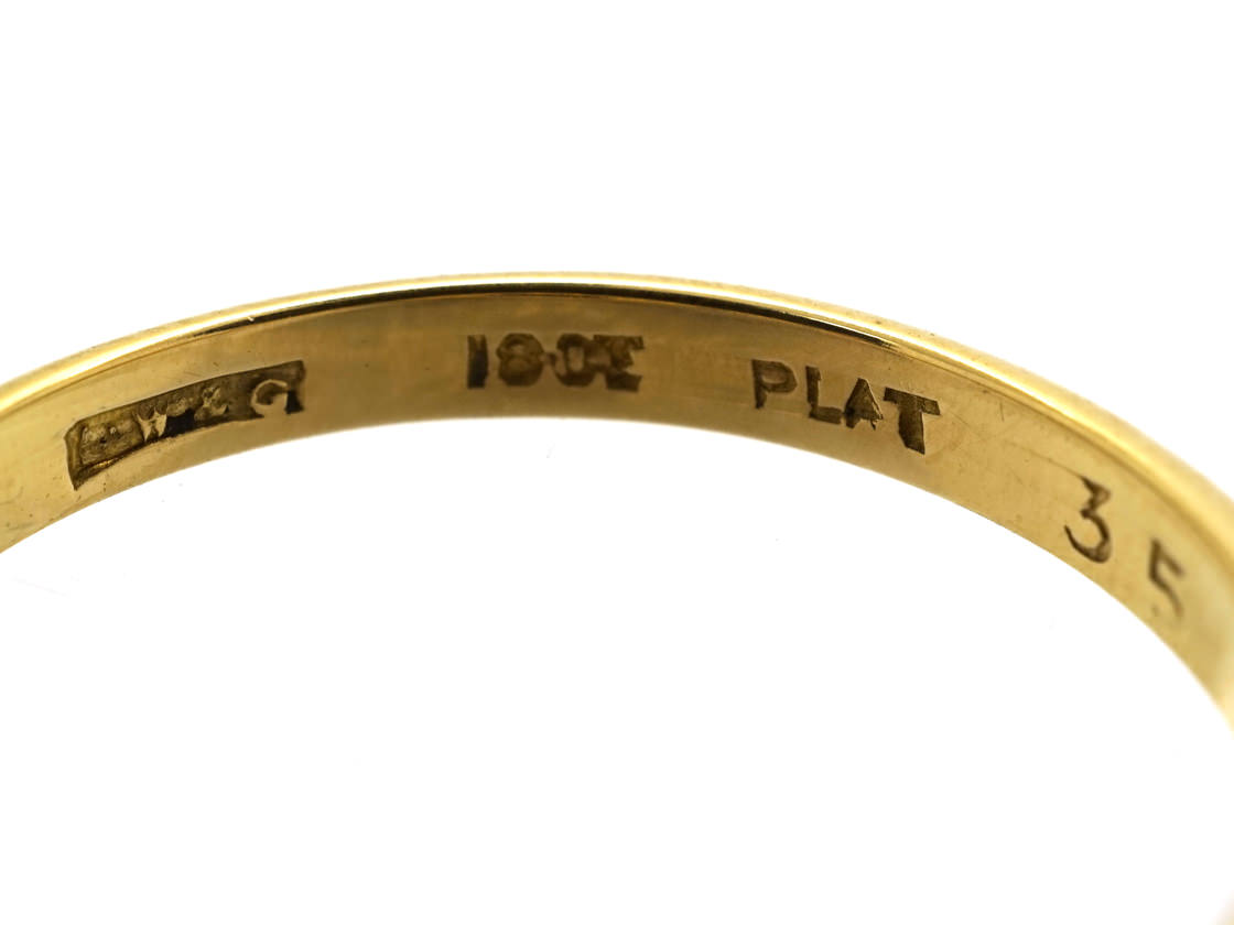Art Deco 18ct Gold, Platinum Sapphire & Diamond Hexagonal Ring (608K ...
