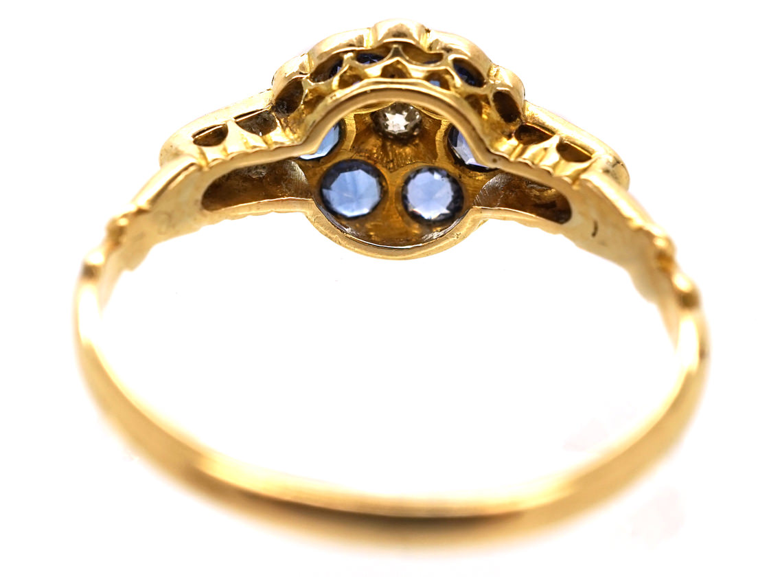 Edwardian 18ct Gold, Sapphire & Diamond Cluster Ring (534K) | The ...