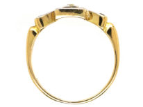 Art Deco 18ct Gold, Platinum & Diamond Square Ring