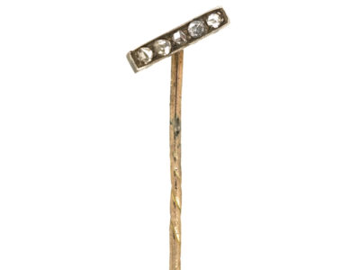 Art Deco Platinum & Rose Diamond Line Tie Pin