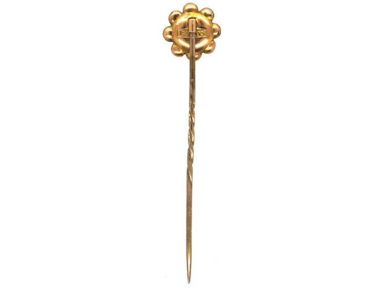 Edwardian 9ct Gold Tie Pin Set with a Garnet