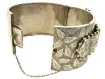Victorian Wide Silver Engraved Buckle Bangle