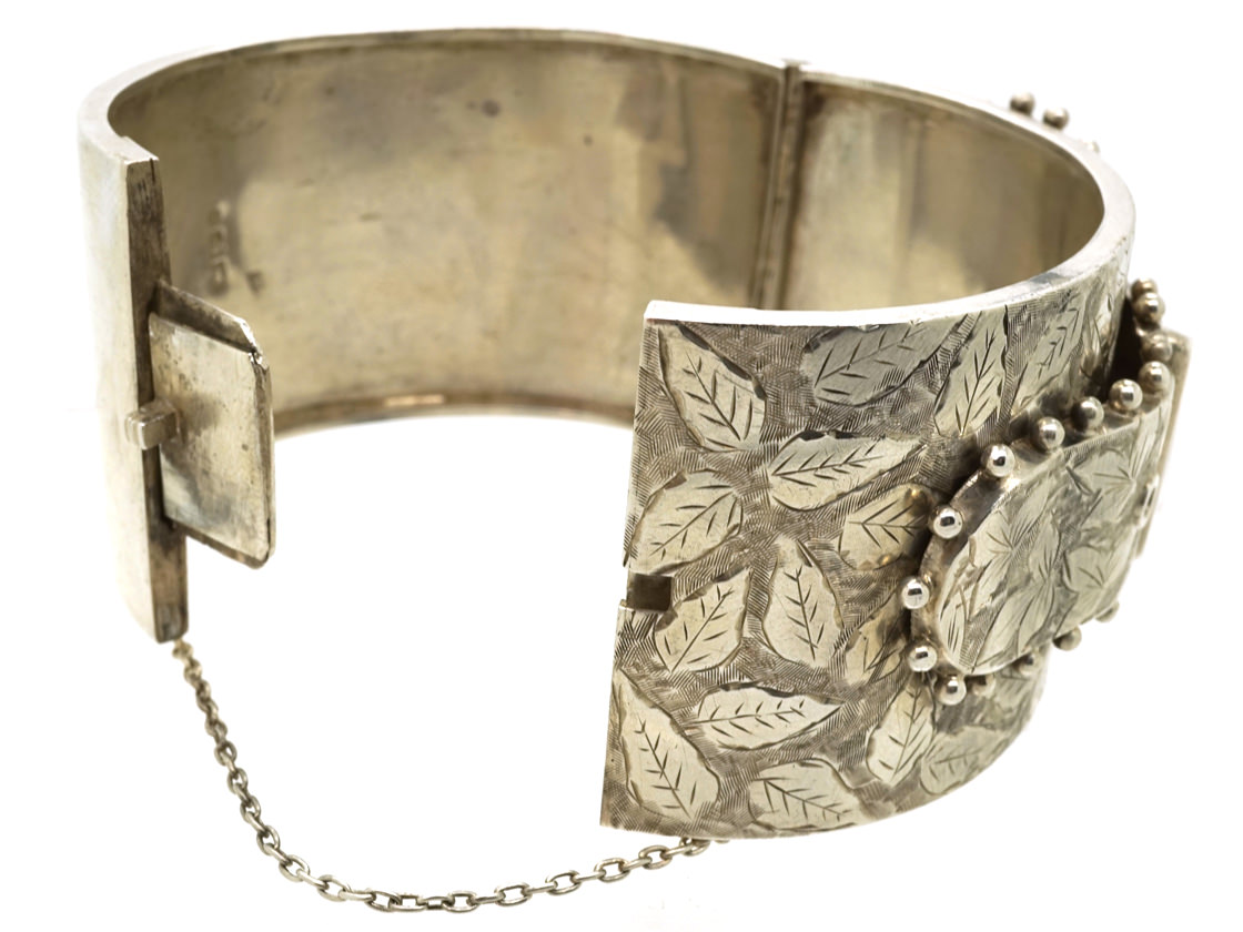 Victorian Wide Silver Engraved Buckle Bangle (653K) | The Antique ...