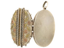 Victorian Silver & Gold Overlay Oval Shaped Locket With Flowers Motif