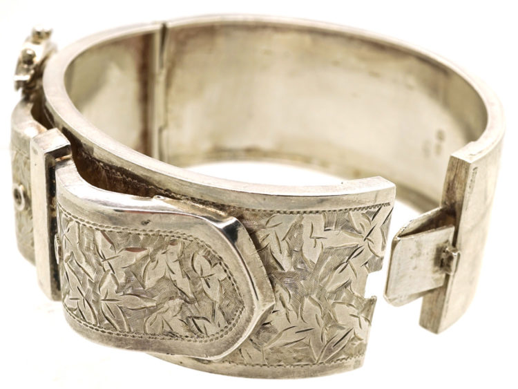 Victorian Silver Engraved Buckle Bangle
