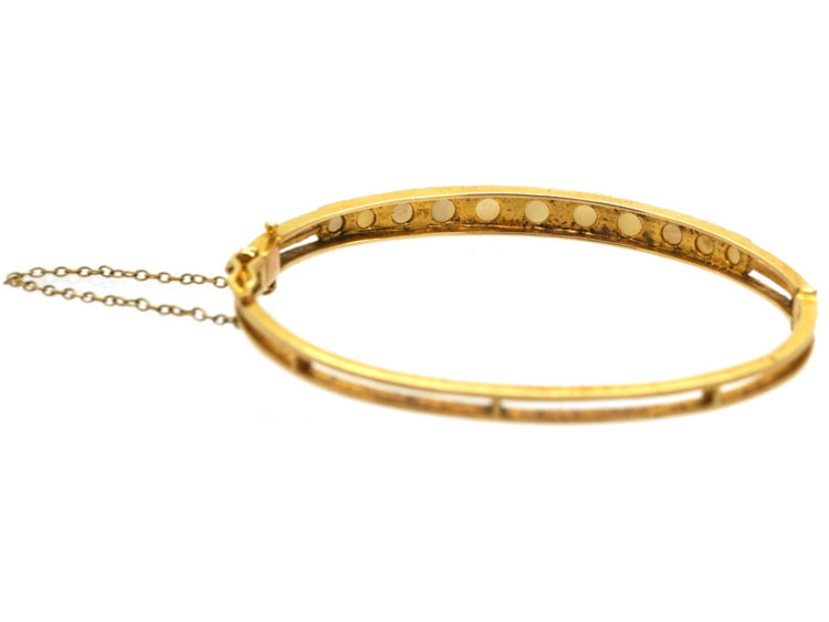 Edwardian 9ct Gold Bangle Set With Natural Split Pearls