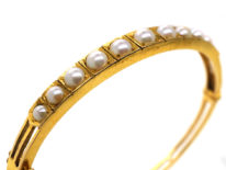Edwardian 9ct Gold Bangle Set With Natural Split Pearls